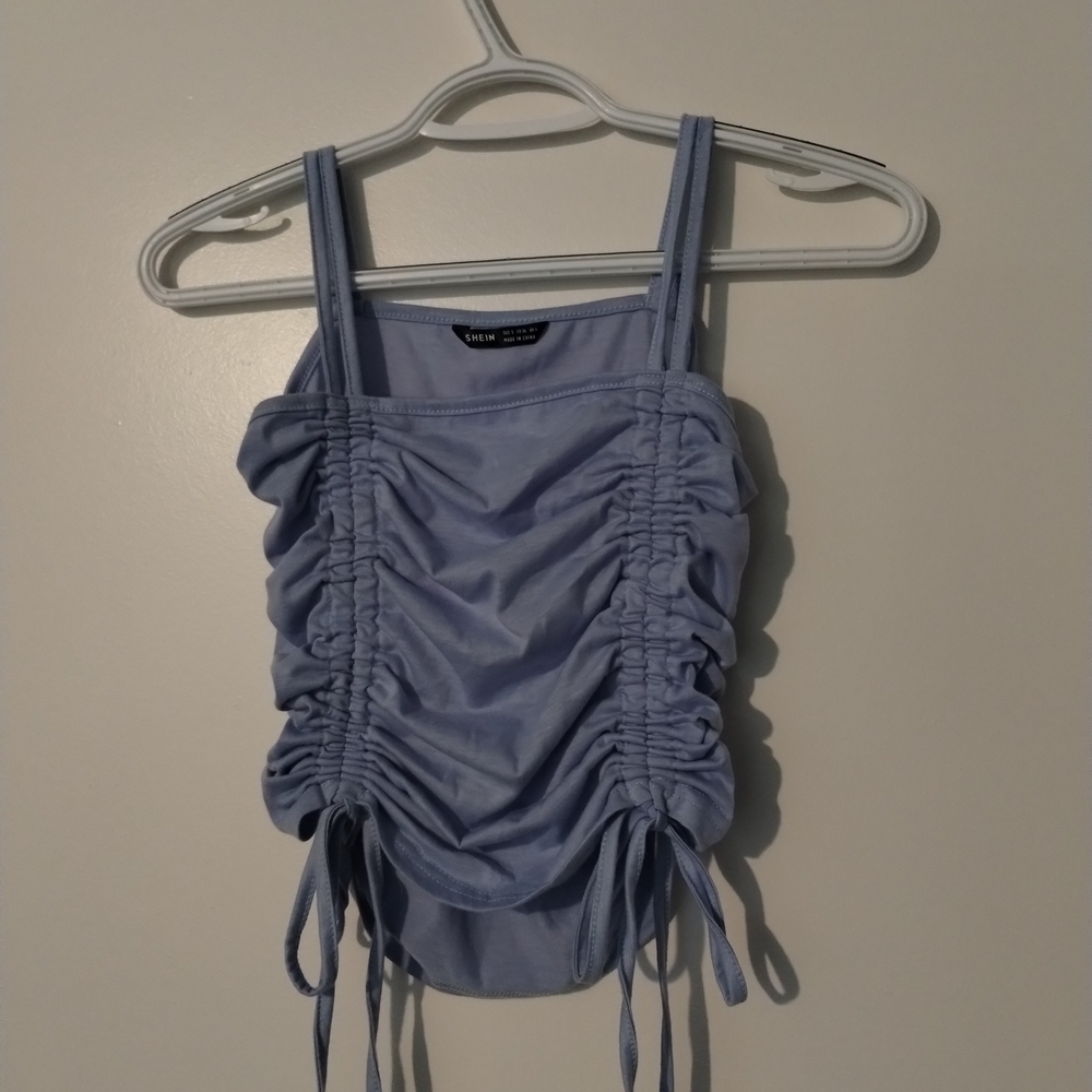 SHEIN Light Blue Ruched Tank Top